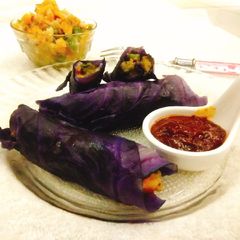 Purple cabbage wrap with kathiyavadi touch A picture of Purple cabbage wrap with kathiyavadi touch.