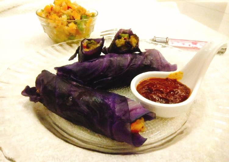 Recipes for Purple cabbage wrap with kathiyavadi touch