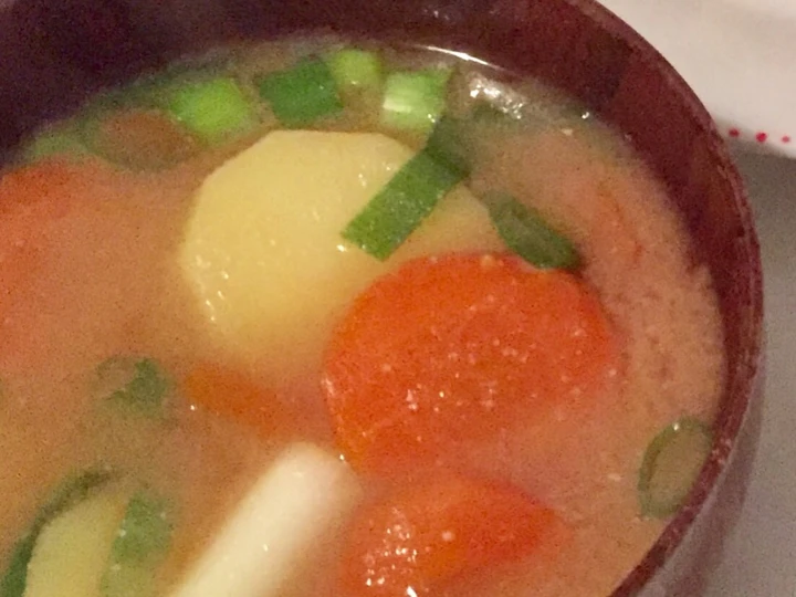 Easy Ways Prepare Recipes Vegan Miso soup with carrot, potato and spring onion the Awesome  Tasty.