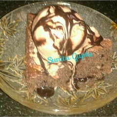 A picture of Brownie with ice-cream.