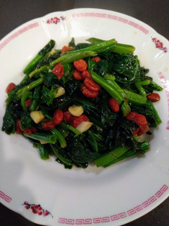 枸杞菠菜(家常菜)(一鍋到底之簡單料理) 的食譜成品照片