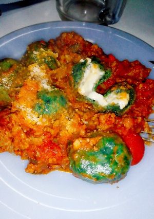 Una foto de Malfatis relleno (espinaca)
