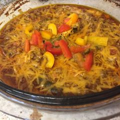 A picture of My Tomato Hot Peppered Steak Mince meal with Veg😀.