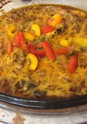 A picture of My Tomato Hot Peppered Steak Mince meal with Veg😀.