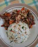 Nasi daun jeruk + ayam sambel matah