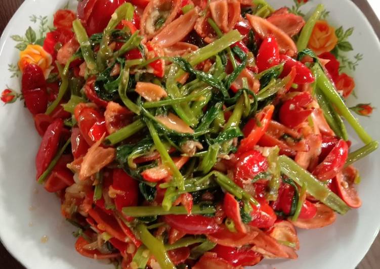 Resep Tumis kangkung kulit tangkil, Bisa Manjain Lidah