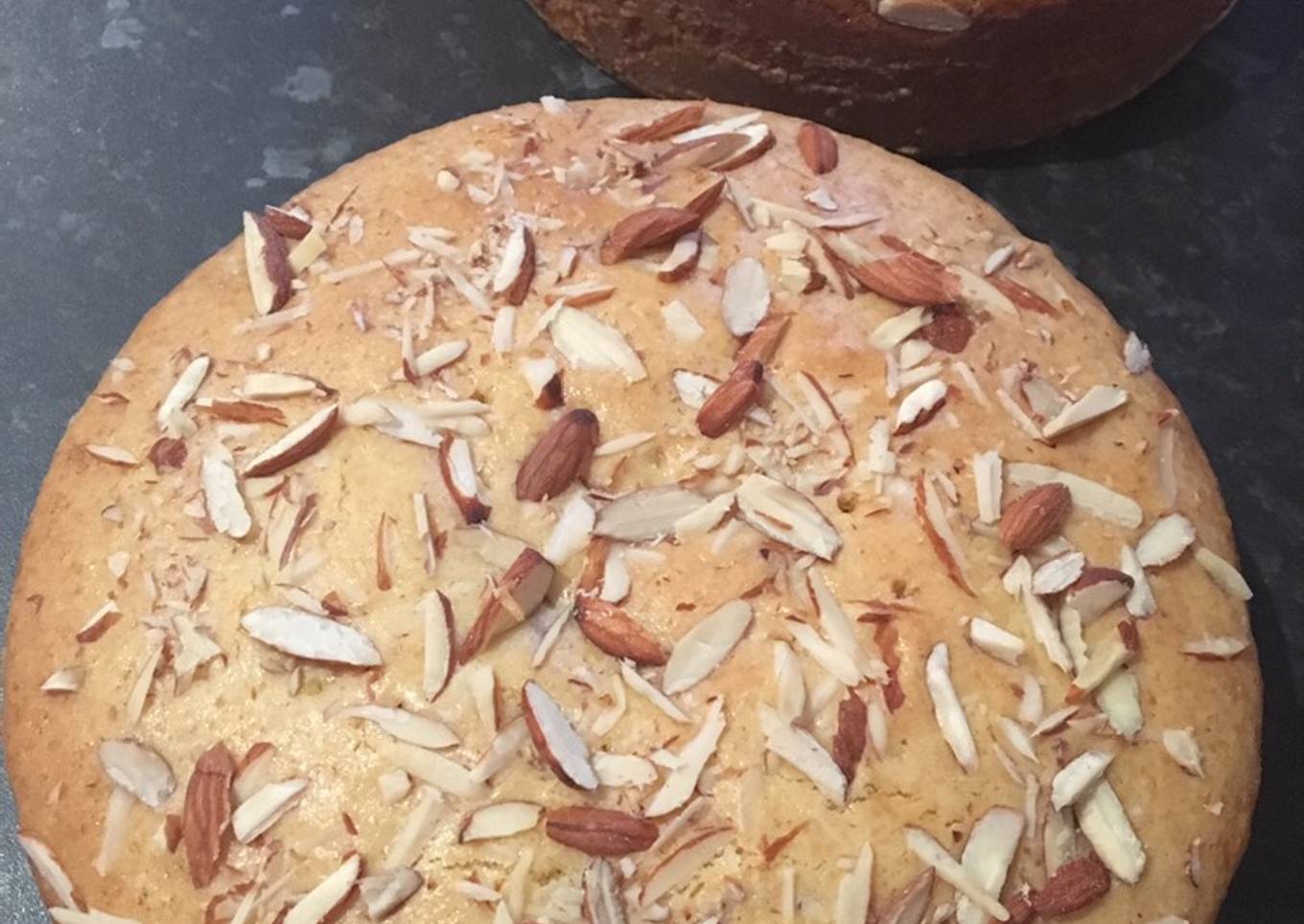 Eggless almond cake