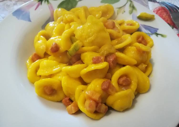 Orecchiette Pancetta, Zucchine e Zafferano