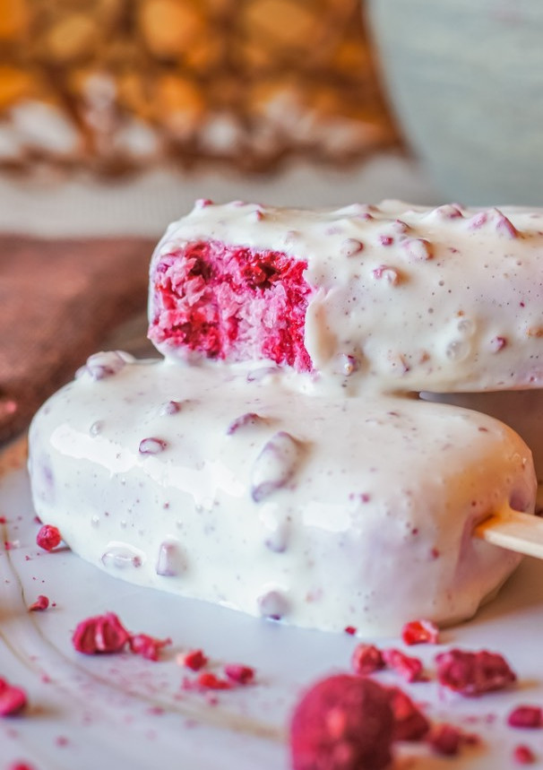 Una foto de Helados de frambuesa saludables