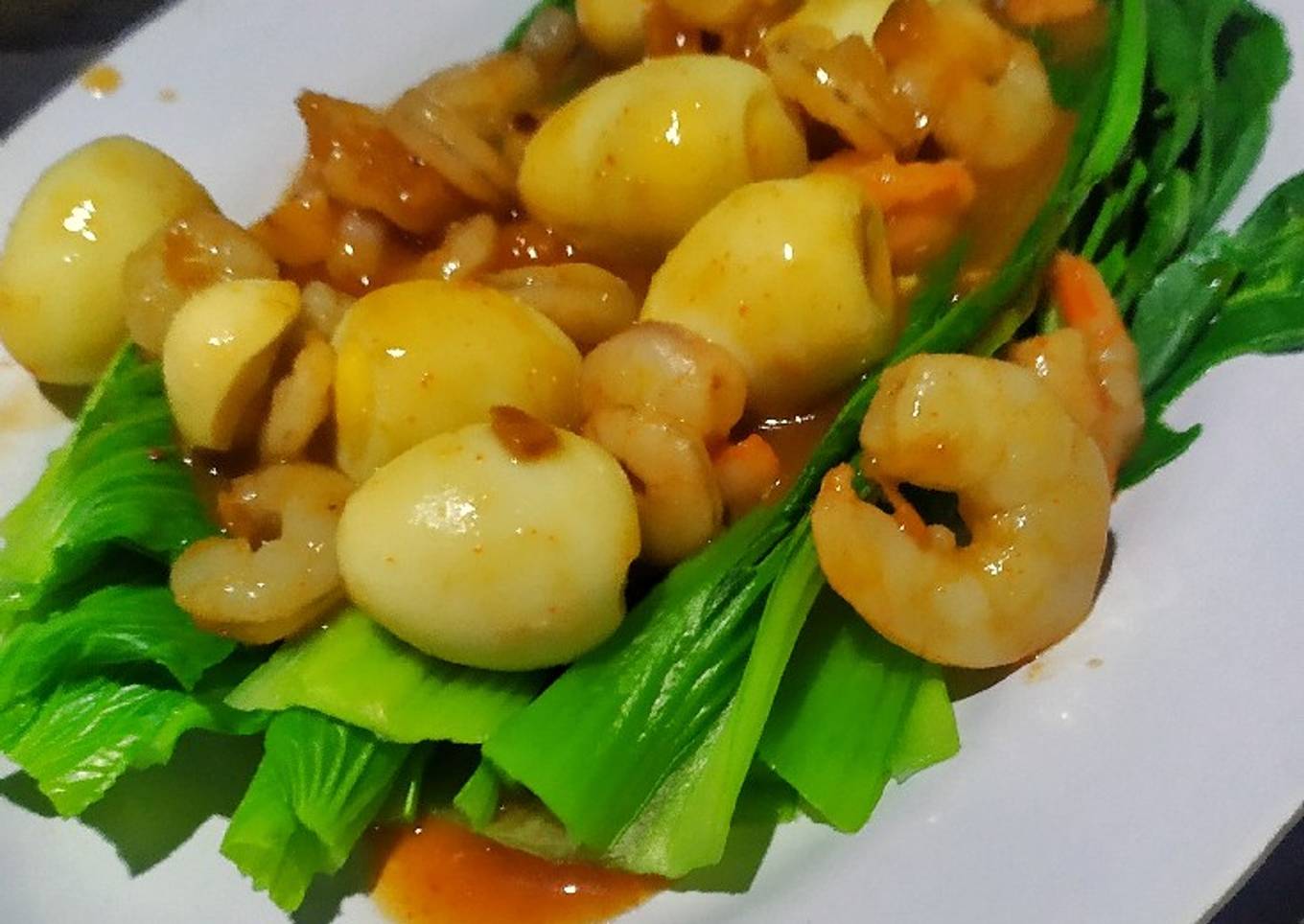 Udang pakcoy telur saus tiram