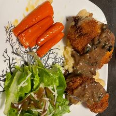 A picture of Cabbage Schnitzel (with mushroom gravy).