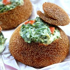 Bowls Of Goodness: Moringa Kootu In Pretzel Bread Bowls A picture of Bowls Of Goodness: Moringa Kootu In Pretzel Bread Bowls.