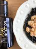 Linguine com tinta de choco e gambas