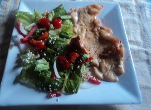 Una foto de Pollo San Blas, estilo riviera nayarita con ensalada ranchera. México