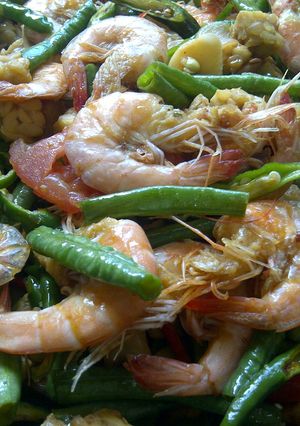 Foto resep Udang Tumis Tauco Kacang Panjang = Kacang Panjang Tauco Tumis Udang
