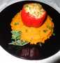 Easy Way Prepare RED BELL PEPPERS STUFFED WITH CHICKEN OVER SWEET POTATOES PUREE. JON STYLE the So Delicious Tasty