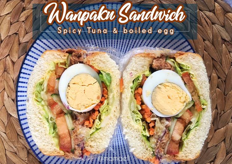Cara Buat Wanpaku Sandwich mamaell : Spicy Tuna &amp; boiled egg yang Lezat