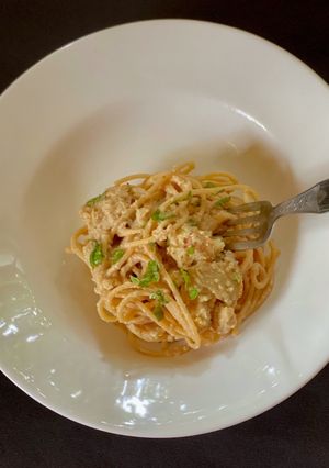 A picture of Creamy Cauliflower Spaghetti.