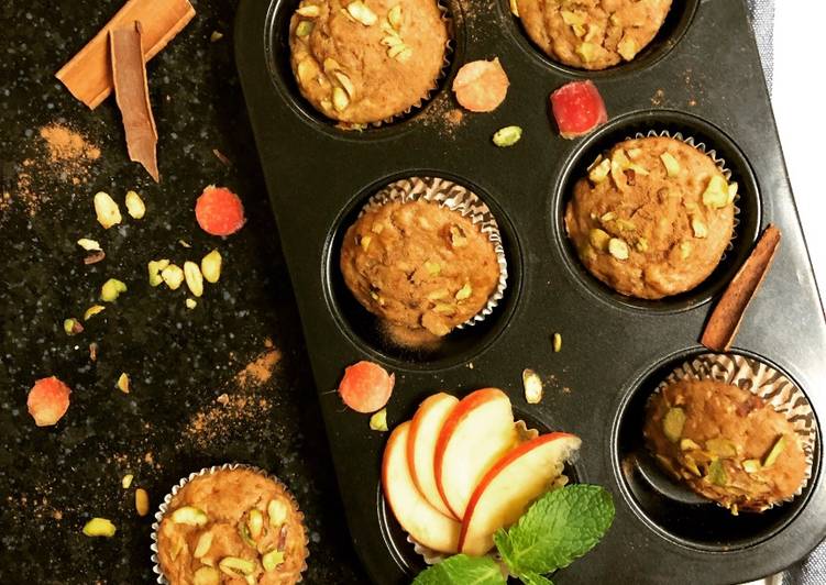 Simple Way to Prepare Perfect Eggless Whole Wheat Apple Muffins
