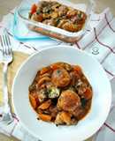 Albóndigas de pollo y pavo con verduras