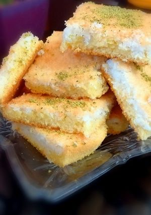 عکسی از دستور کیک مکرون نارگیلی