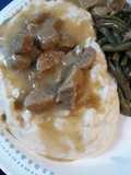 Mashed Potatoes and Meatball Sauce