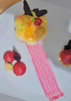 Una foto de Panacotta de coco con crema pastelera