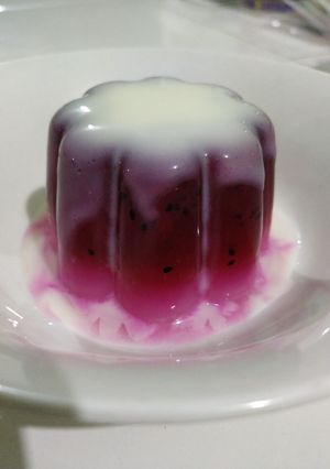 Foto resep Puding susu buah naga