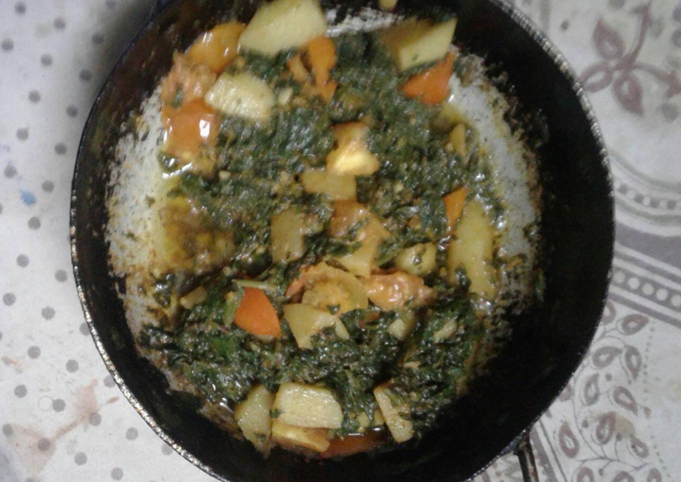 Spinach aloo veg