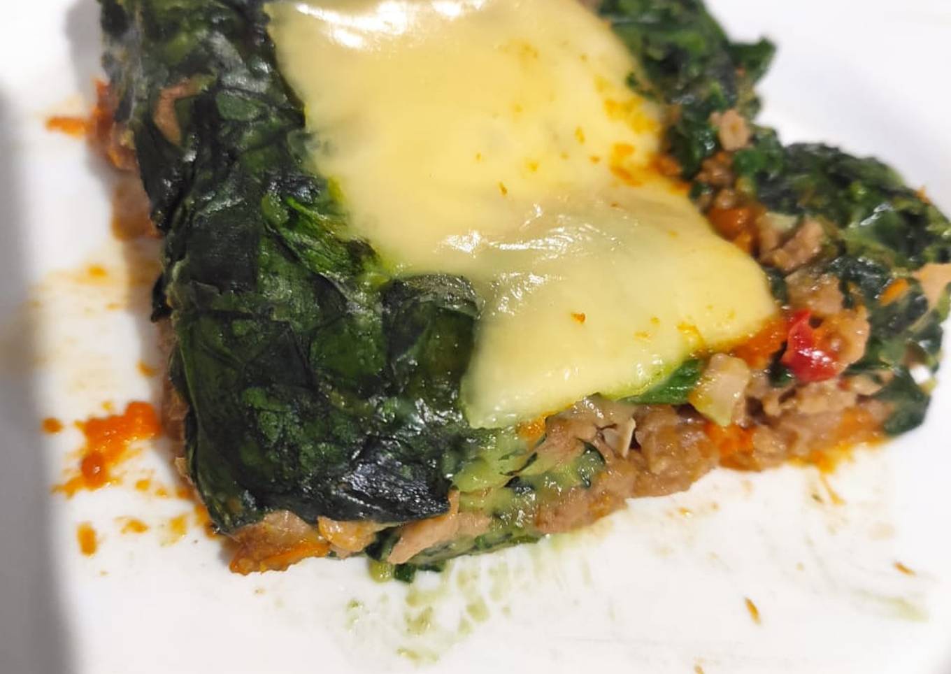 Pastel de calabaza, soja y espinaca