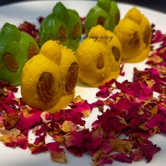 Raw mango and Ripe mango Jalbhora SandeshKancha Aam ar Paka Aamer Jolbhora Sandesh A picture of Raw mango and Ripe mango Jalbhora SandeshKancha Aam ar Paka Aamer Jolbhora Sandesh.