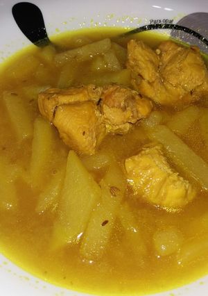 عکسی از دستور خورشت مرغ و سیب زمینی