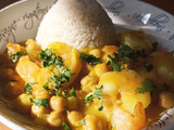 Curry de garbanzos y camarones