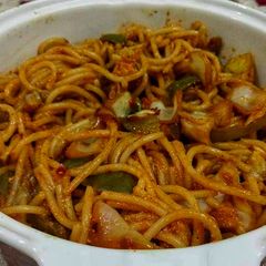 A picture of Spicy vegetable spaghetti.