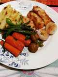 Fish stakes,grilled vegetables & mango milkshake