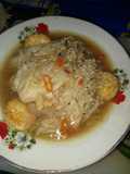 Egg tofu + enoki saus tiram