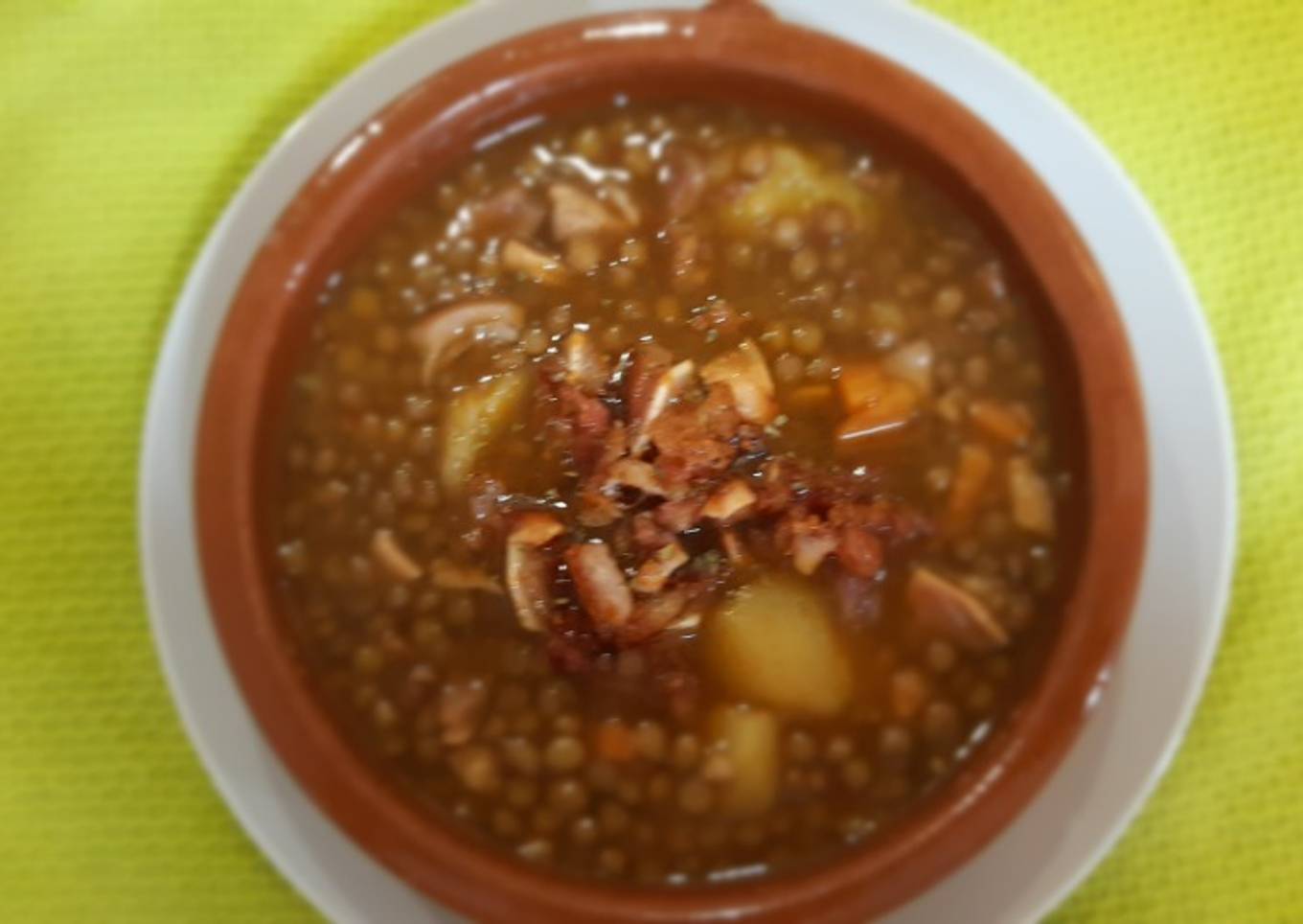 Lentejas con oreja en olla express