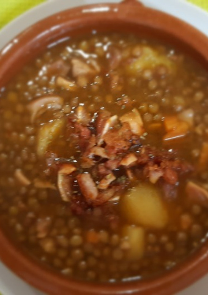 Una foto de Lentejas con oreja en olla express