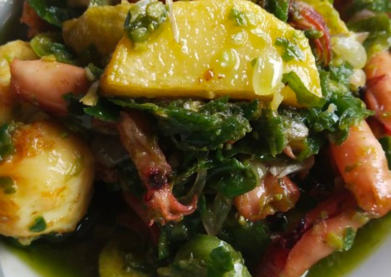 Cumi asin kentang balado ijo