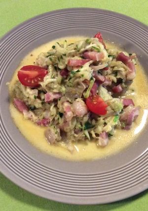 Une photo de Courgettes sautées aux lardons