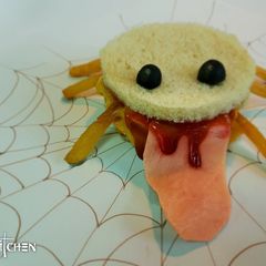 A picture of Halloween turkey ham sandwich.