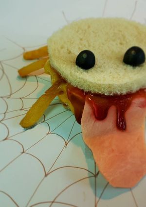 A picture of Halloween turkey ham sandwich.