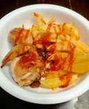Papas Fritas Inglesas con Pollo Frito