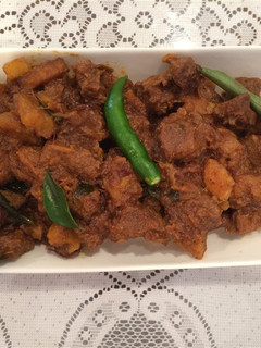 A picture of Beef/Raw Banana Ularthiyathu (Thrissur style).