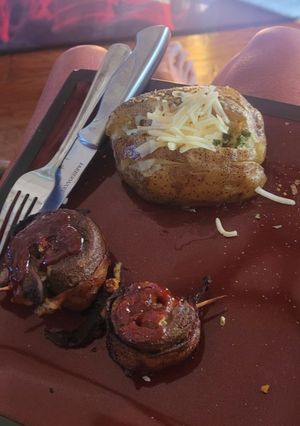 A picture of Bacon wrapped venison.