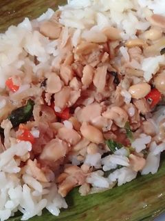 Foto resep Nasi Bakar isi Tempe Teri Pedas