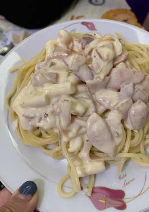 Hình của món Mỳ ý sốt kem.