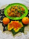 কমলার  খোসা কুচি দিয়ে মূলা ও গাজর ভাজি। Carrot and  Radish stir fry with Orange peel