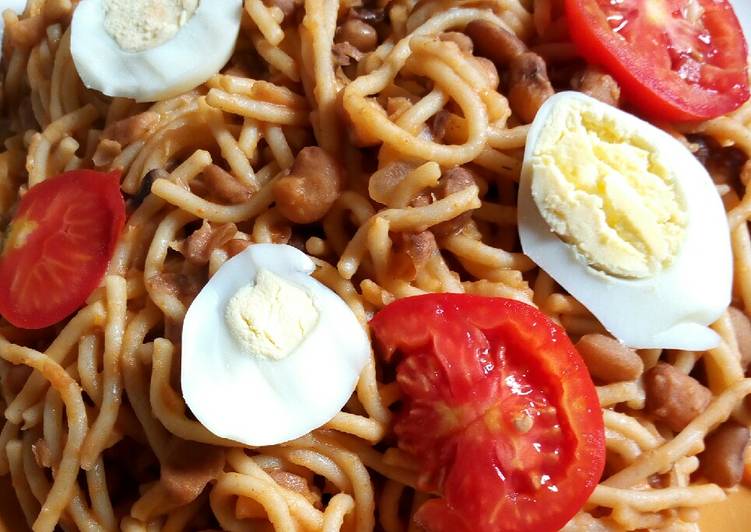 Recipe of Super Quick Homemade Jollof Spaghetti and Beans