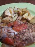 "Filet pescador", en paellera con papas rústicas 🐟